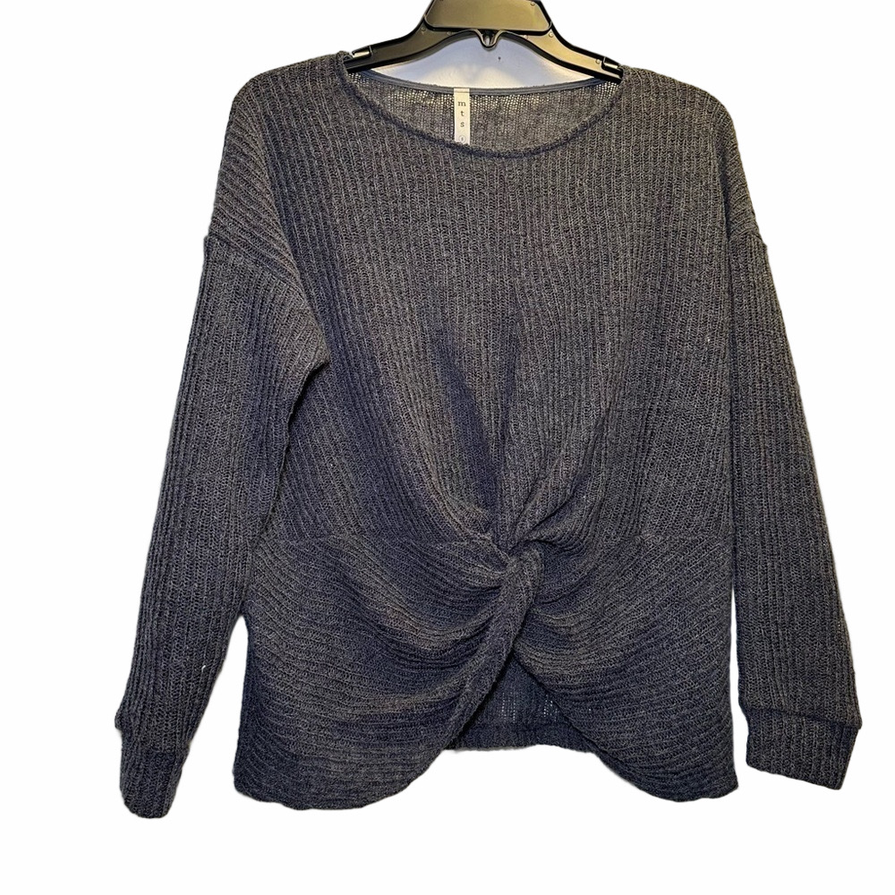 Filly Flair Gray Long Sleeve Ribbed Top Size Small